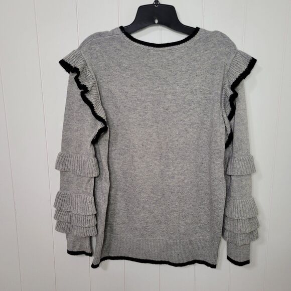 THML Ruffled Knit Top Sweater Gray Womens Size Medium Boho - Picture 6 of 9